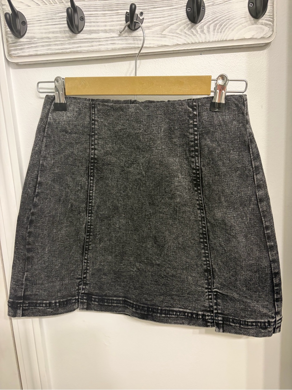 Garage Black Washed Denim Mini Skirt